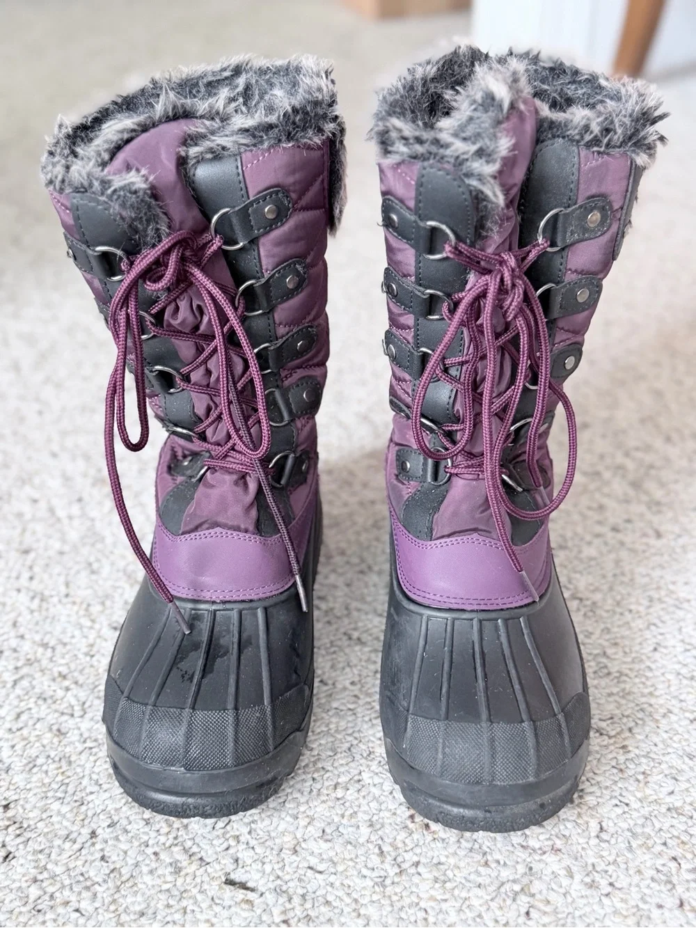 PennySue | 3M Insulated Women's Winter Boots - Purple Faux-Fur Trim | Size 6